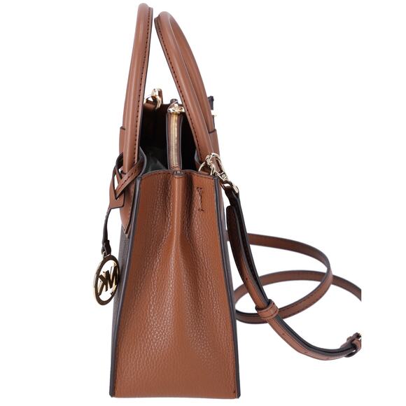 Michael Kors Mercer Medium MK Brown Signature Messenger Satchel Bag Crossbody - Picture 2 of 4